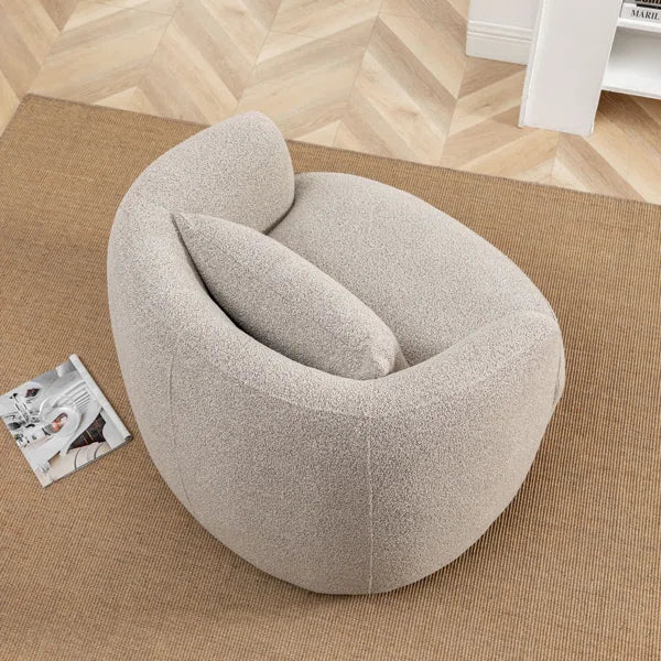 34" Wide Boucle Upholstered Swivel Armchair