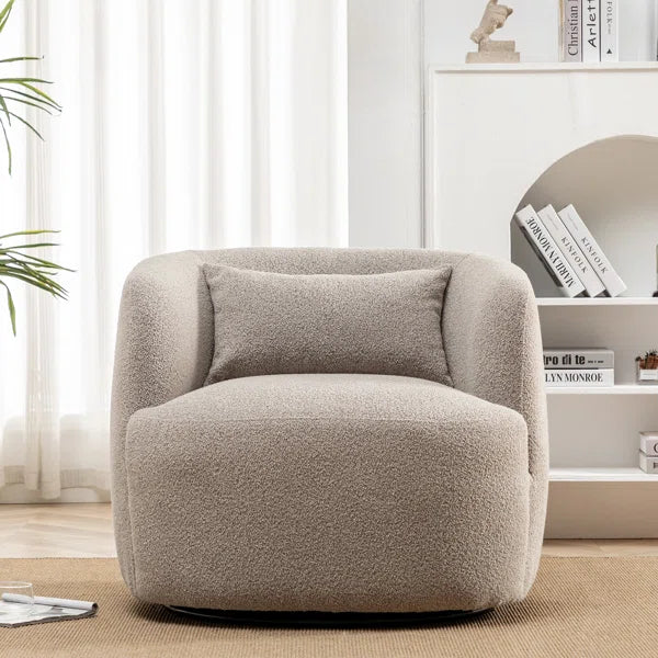 34" Wide Boucle Upholstered Swivel Armchair