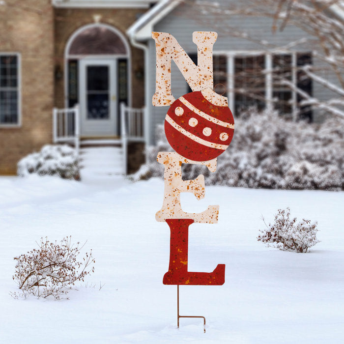 36"H Rusty Metal Christmas "NOEL" Yard Stake or Wall Decor (no further discounts)