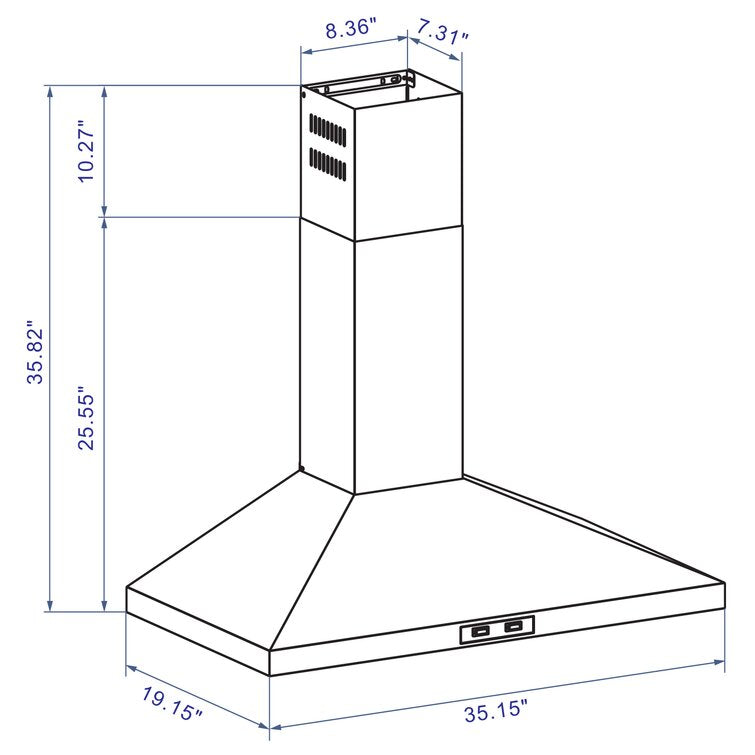 36" 400 CFM Convertible Wall Mount Range Hood MG317