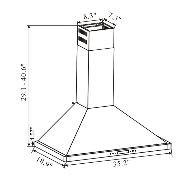 36" 520 CFM Convertible Wall Mount Range Hood pt814