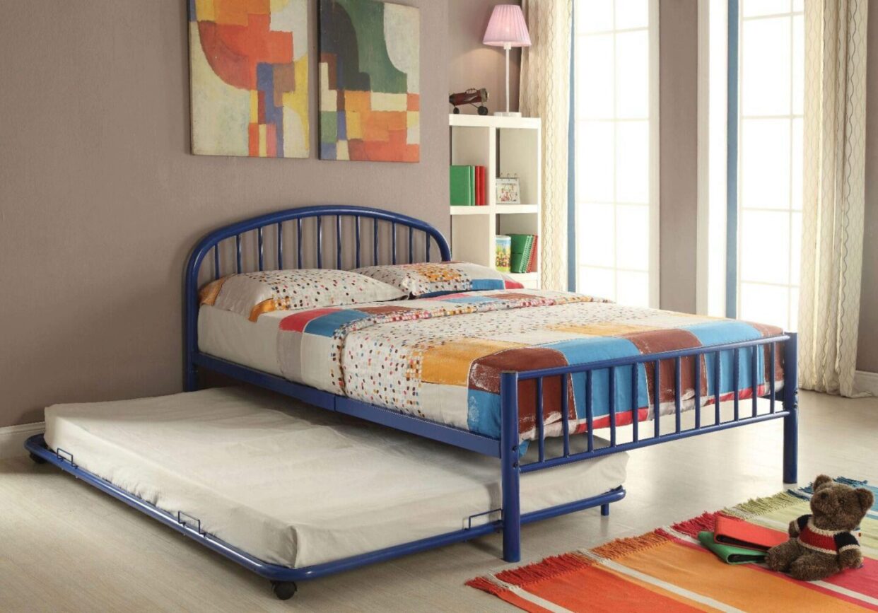 Simple Blue Metal Twin Trundle by Acme Cailyn