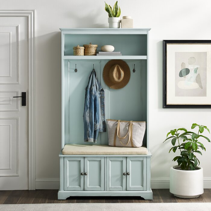 38'' Wide Hall Tree with Bench and Shoe Storage