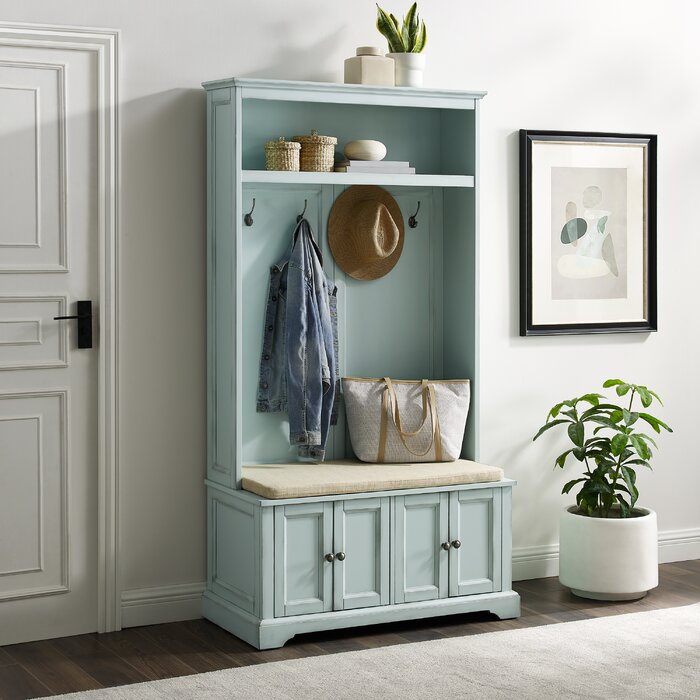 38'' Wide Hall Tree with Bench and Shoe Storage