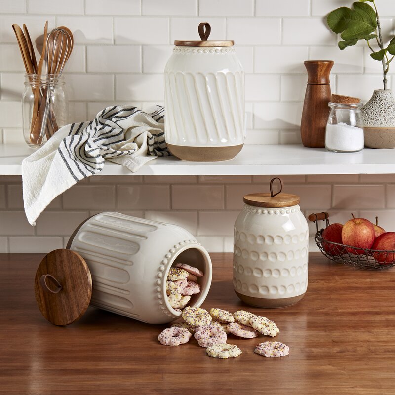 3PC Ziggy Canisters With Acacia Wood Lid