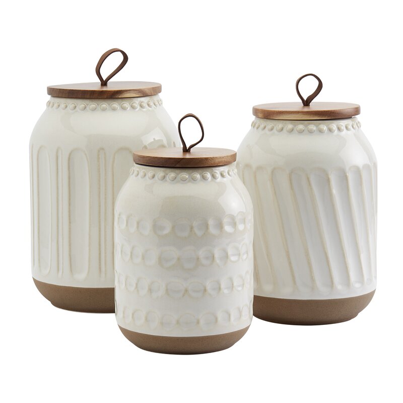 3PC Ziggy Canisters With Acacia Wood Lid