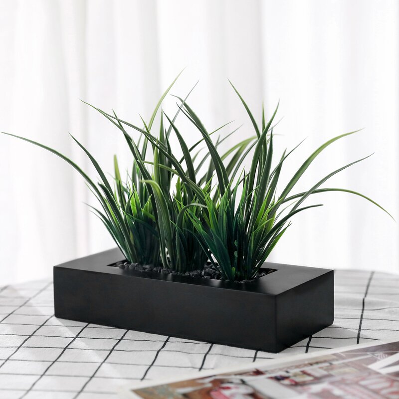 3 - Piece Artificial Onion Grass Plant in Pot Set