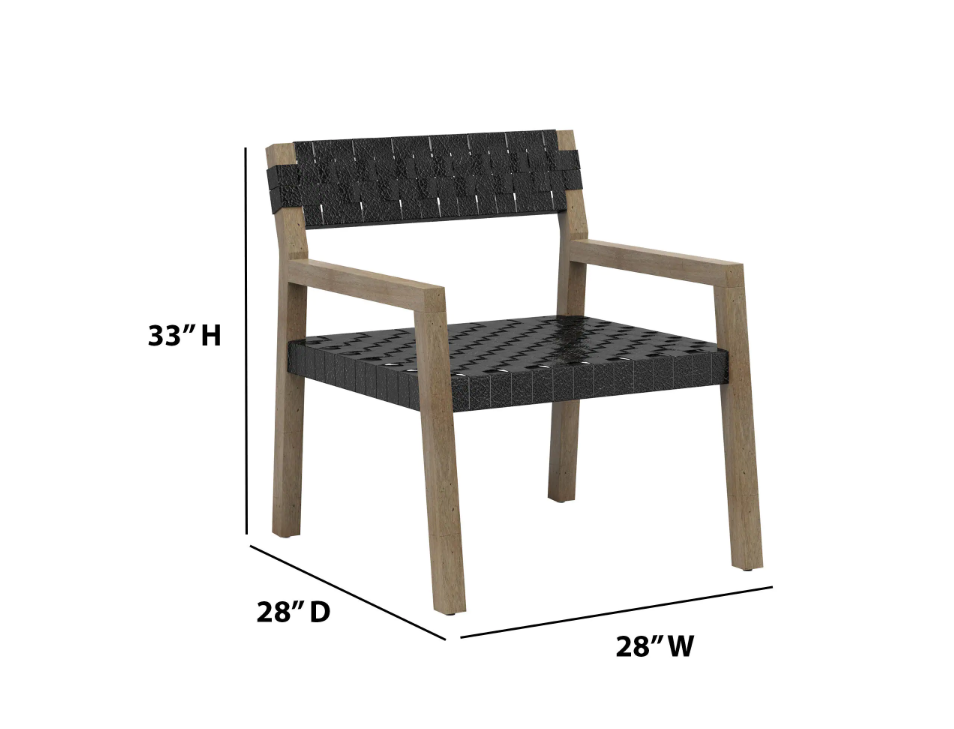 Black Faux Leather Patterned Accent Armchair, 2-piece set