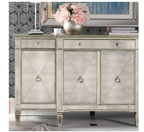 Bassett Mirror Borghese Mirrored Buffet/Server in Silver Leaf