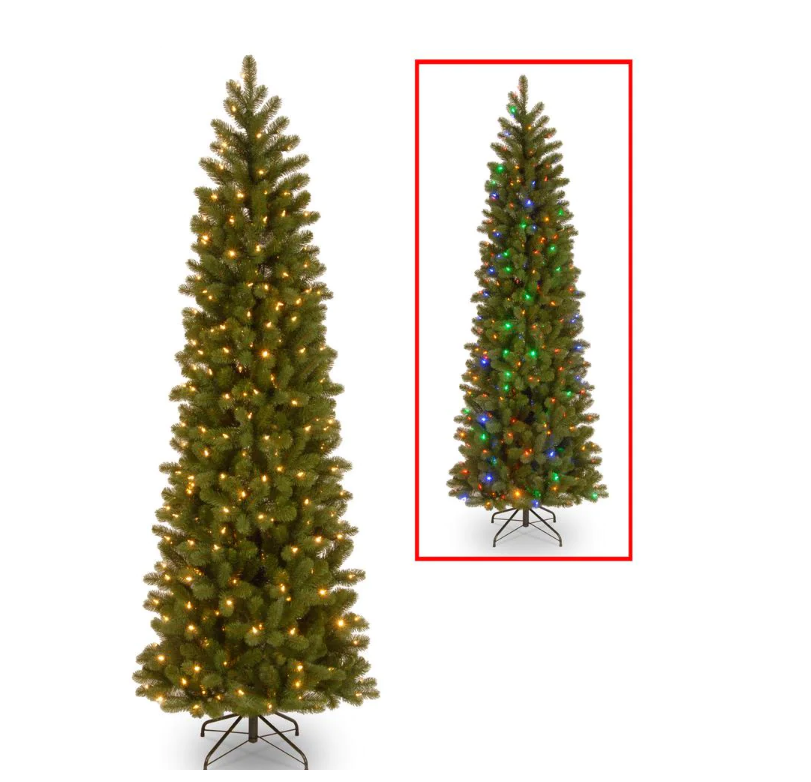 6.5 ft. Downswept Douglas Pencil Slim Fir Artificial Christmas Tree with Dual Color LED Lights