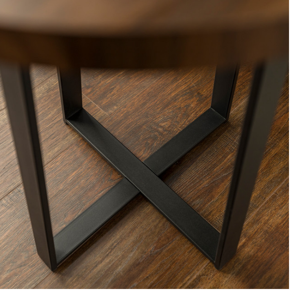 18" Metal Wrap Round Side Table, Dark Walnut