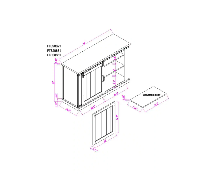 47.2 in. Saw Cut Off White TV Stand (Fits TVs Up To 55 in.)
