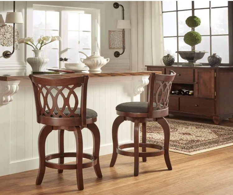 24 in. Loehr Cherry Swivel Cushioned Bar Stool