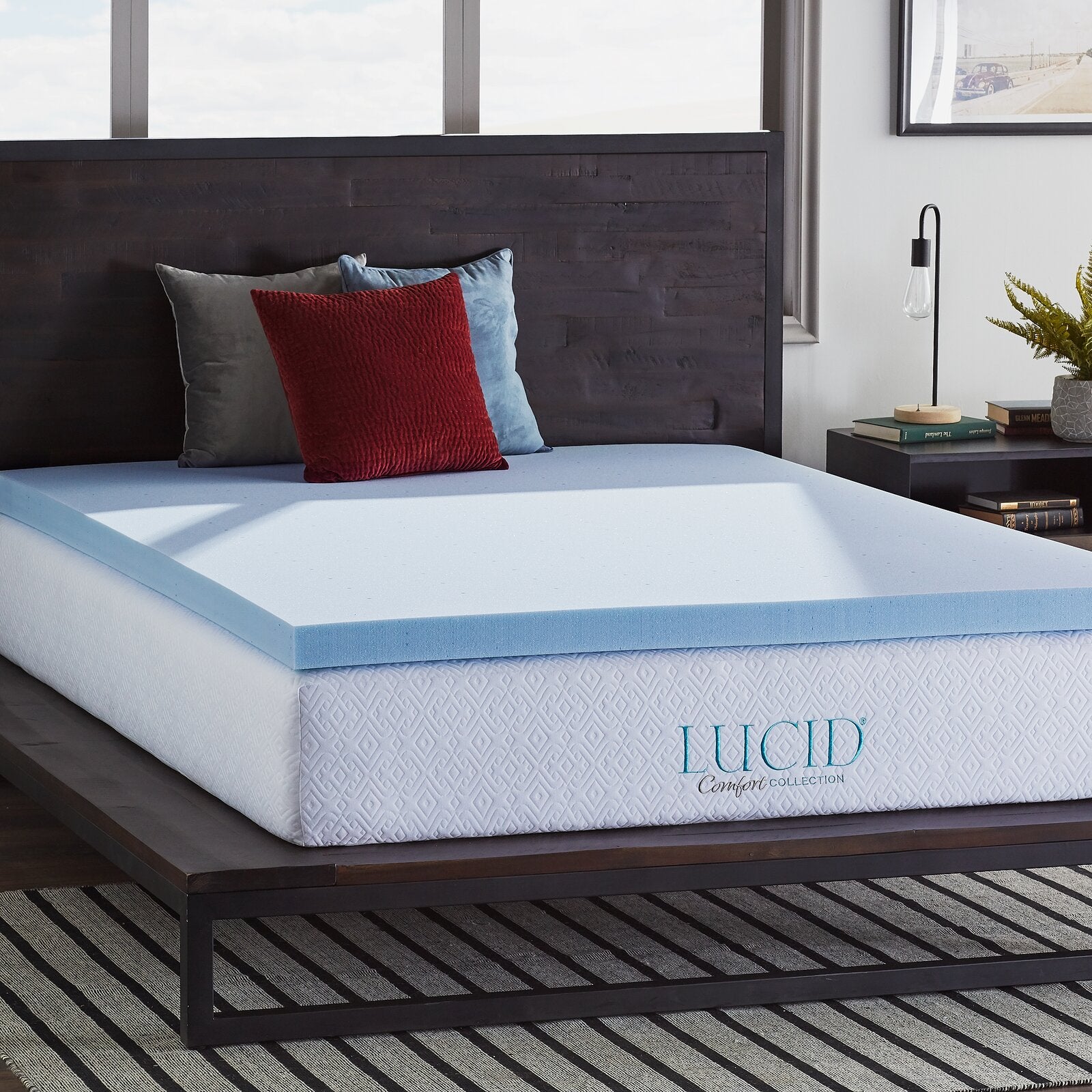 Blue 3" Gel and Aloe Infused Memory Foam Mattress Topper CL245