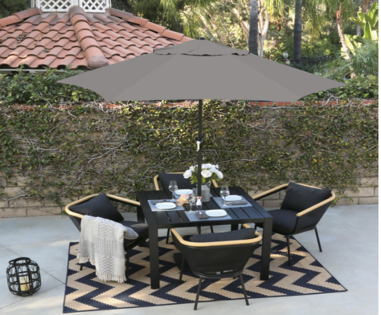 9 ft. Steel Market Push Tilt Patio Umbrella in Polyester Taupe