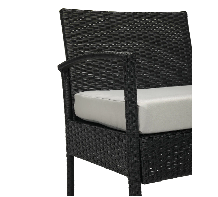 3-Piece Wicker Patio Conversation Set with Tan Cushions