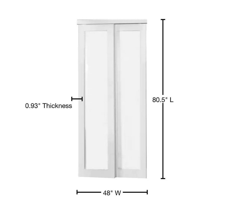 48 in. x 80.50 in. 2010 Series Off White 1-Lite Composite Universal Grand Sliding Door