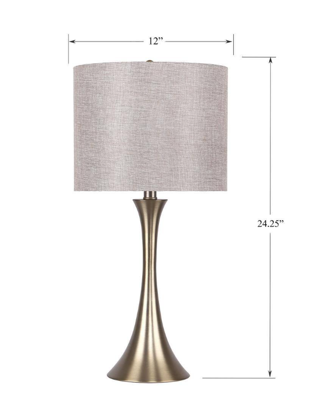 24.25 in. Gold Plated Table Lamps with Sparkly Golden Linen Shades (2-Pack)