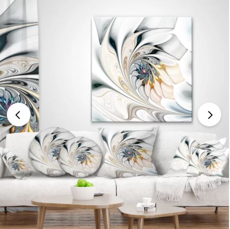 16" x 16" Light Blue/Ivory/Gold Stained Glass Floral Throw Pillow K7692