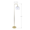 61.5 in. Royal Gold Floor Lamp with Slim-Line Arched Design and Clear Seeded Glass Shade (Bulb Not Included) KB1169-A6-B3-P1