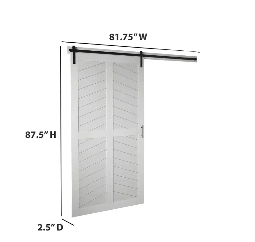 42 in. x 84 in. White Finished Composite Sliding Barn Door with Hardware Kit