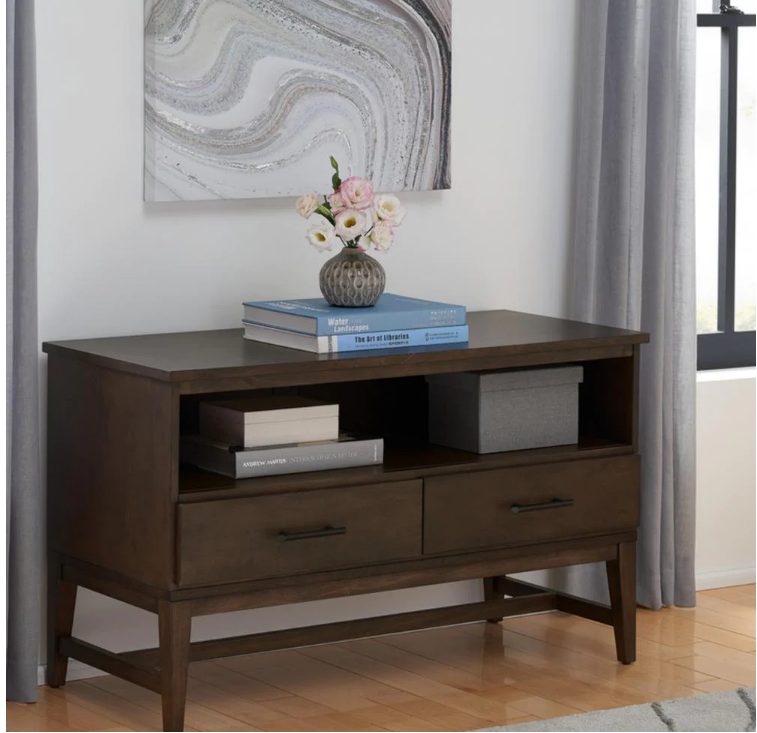 Bellamy Smoke Brown Wood 2 Drawer TV Stand with Cord Management (42 in. W x 25 in. H) VB393