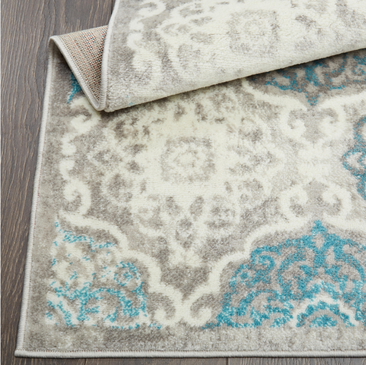 Boho Gray/Blue 8 ft. x 10 ft. Indoor Area Rug KRUG217-P7