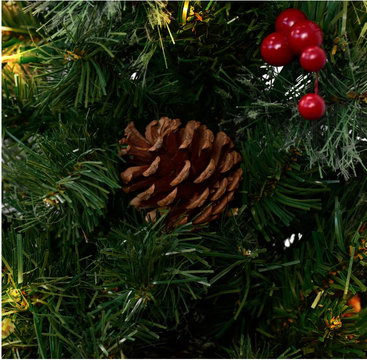 3.5 ft. Pre-lit Artificial Christmas Tree with 50 Warm Lights, Pinecones and Berries, 2-piece set
