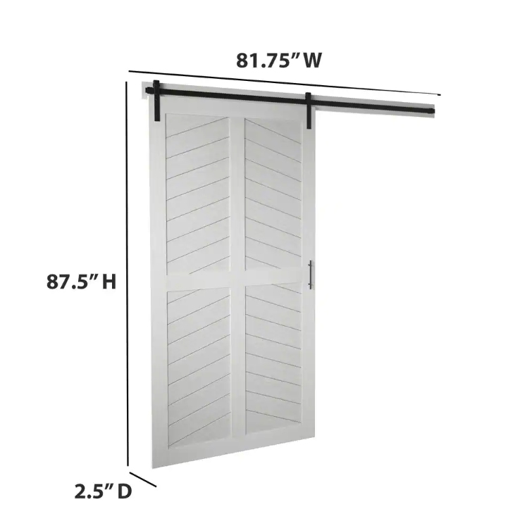 42 in. x 84 in. White Finished Composite Sliding Barn Door with Hardware Kit