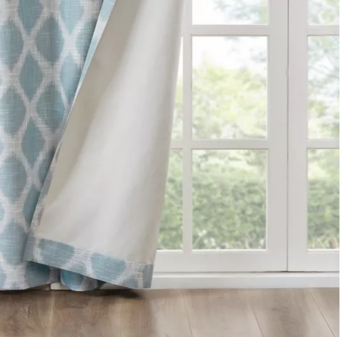 Blakesly Printed Ikat 95-Inch Grommet Top Room Darkening Curtain Panel in Aqua (Single) set of 2 , B128-DS596