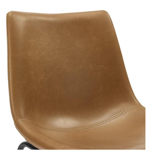 26" Industrial Faux Leather Counter Stool, set of 2- Whiskey Brown
