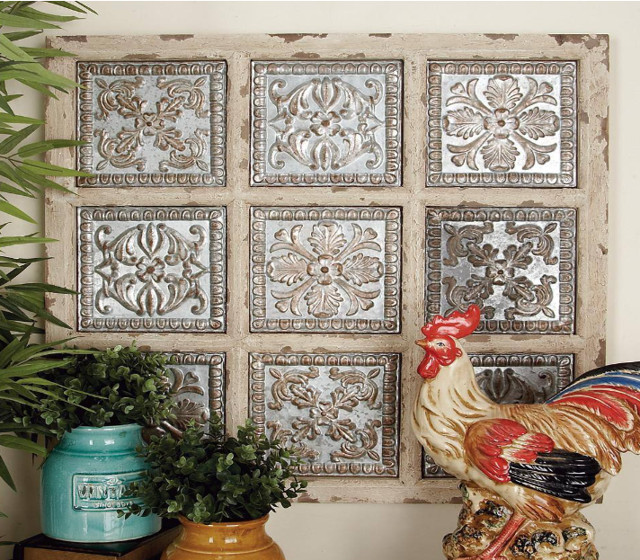 White Metal Rustic Floral Wall Decor 31 in. x 31 in.