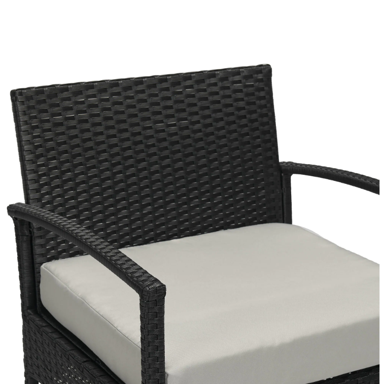 3-Piece Wicker Patio Conversation Set with Tan Cushions