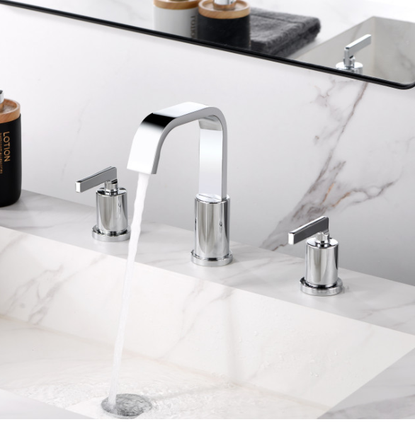 2-Handle Widespread Bathroom Faucet with Drain, Chrome