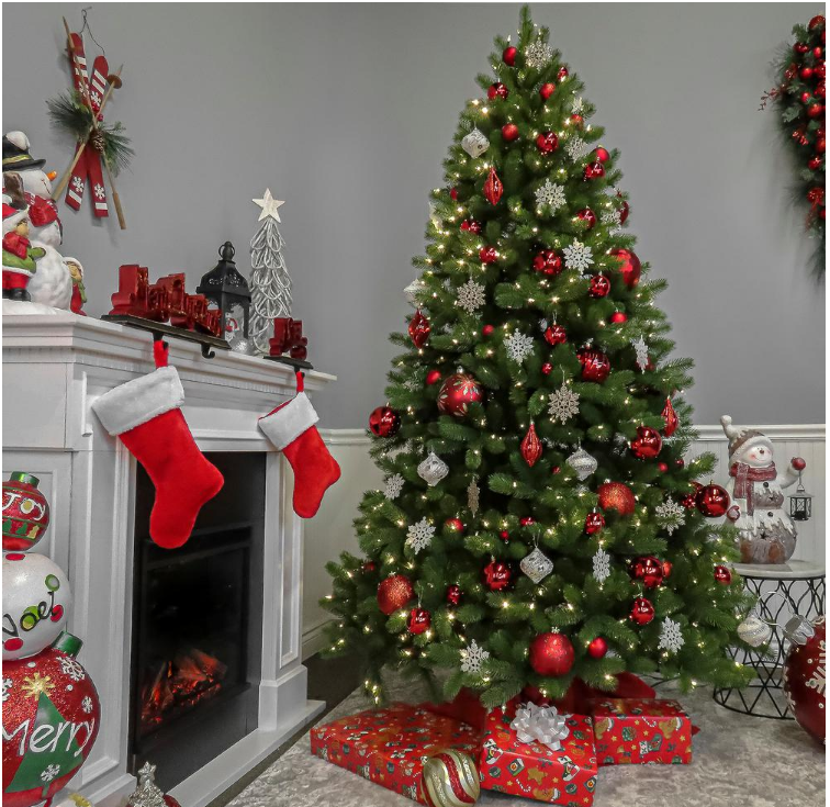 6-1/2 ft. Feel Real Downswept Douglas Fir Hinged Artificial Christmas Tree with 650 Clear Lights