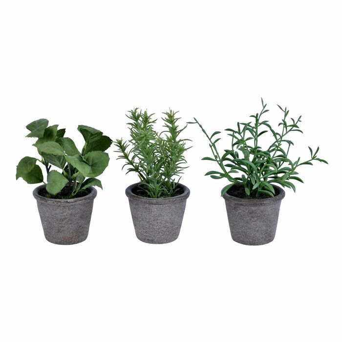 3 Piece Artificial Herbs Plant in Pot Set EE565