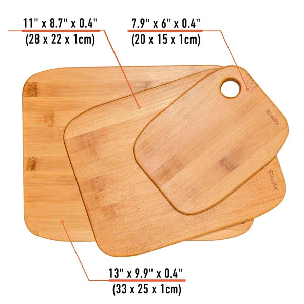 3 Piece Bamboo Cutting Board Set