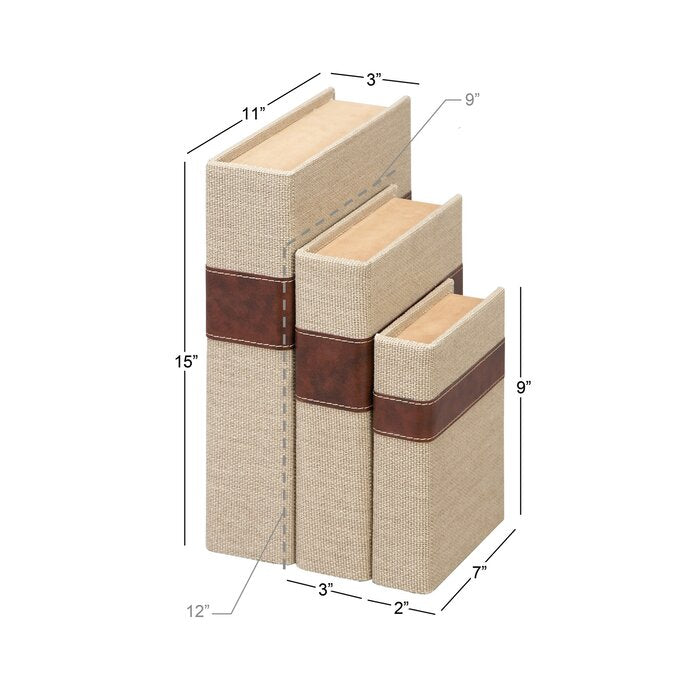 Beige/Brown 3 Piece Book Box Set #HA1099