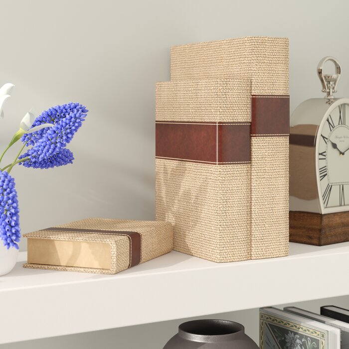 Beige/Brown 3 Piece Book Box Set #HA1099