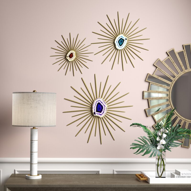 3 Piece Contemporary Metal Spiked Wall Décor Set