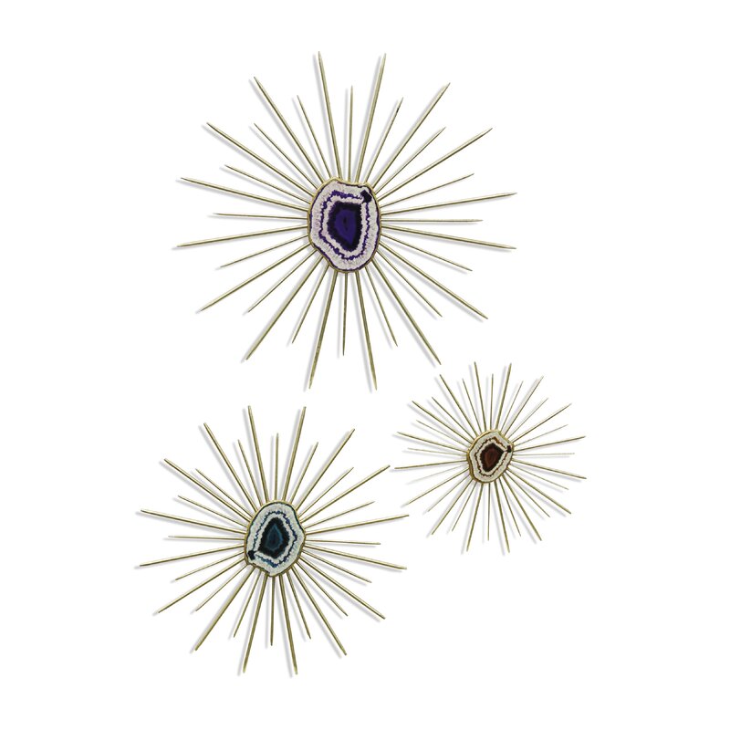 3 Piece Contemporary Metal Spiked Wall Décor Set