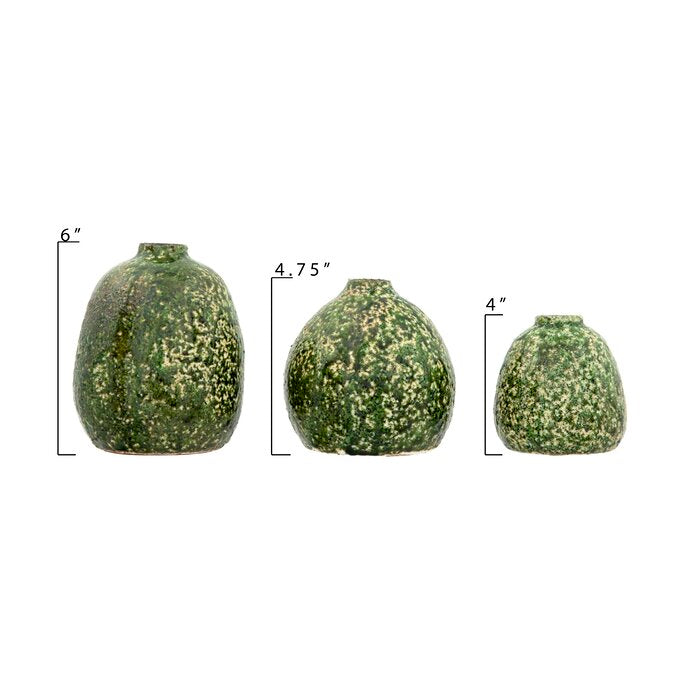 3 Piece Flora Green Terracotta Table Vase Set (#K6492)