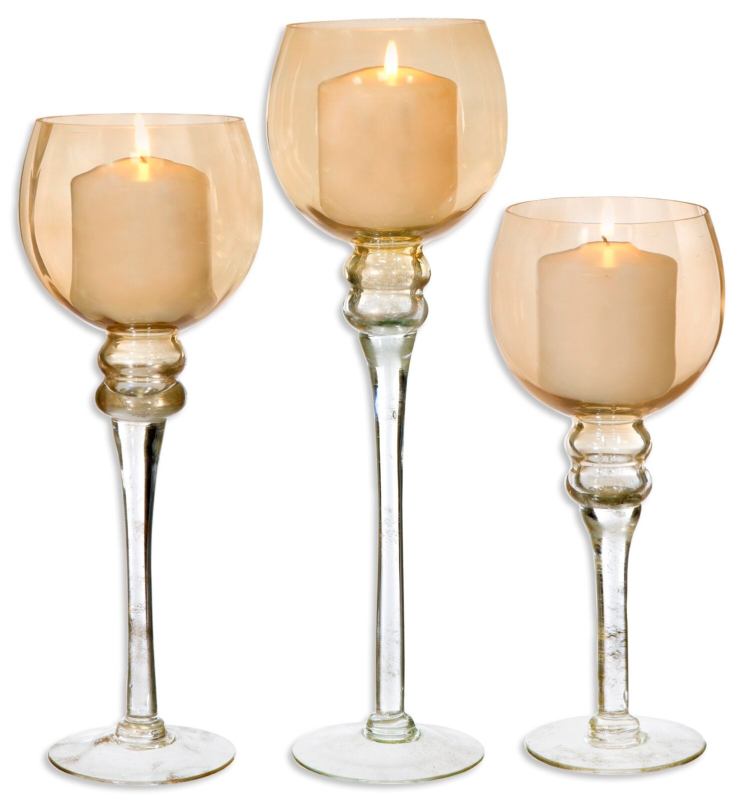 3 Piece Glass Hurricane Set K7849