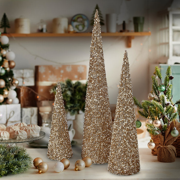 3 Piece Glitter Cone Tree Set