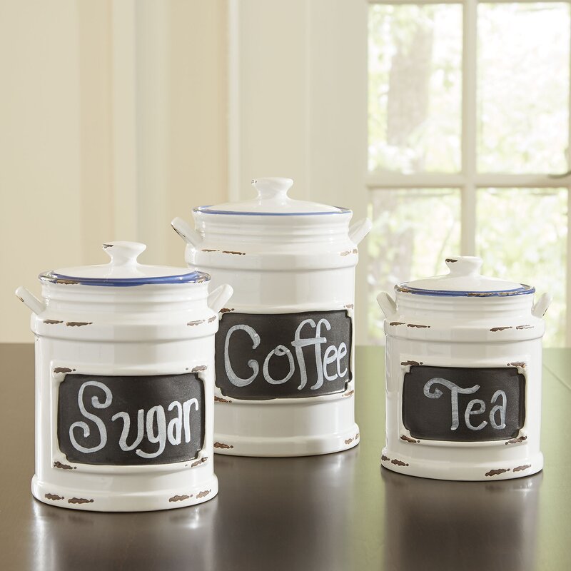 Blue 3 Piece Kitchen Canister Set K8464