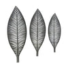 Black 3 Piece Metal Decorative Leaf Accent Tray Set (#HA567)