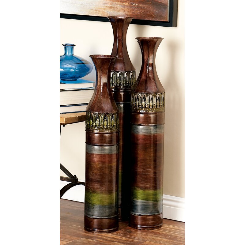 3 Piece Solal Bronze Indoor / Outdoor Metal Floor Vase Set (set of 3) KB2461-A1-B3-P2