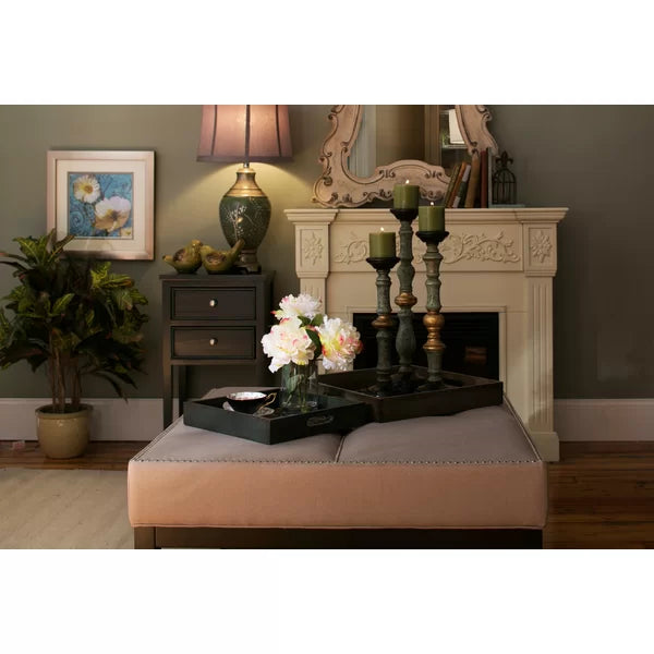 3 Piece Tall Wood Tabletop Candlestick Set