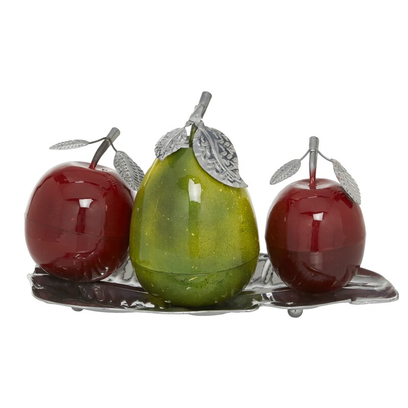 3 Piece Tormarton Fruit Sculpture Set, 10.65'' x 18.4'' x 9.5''