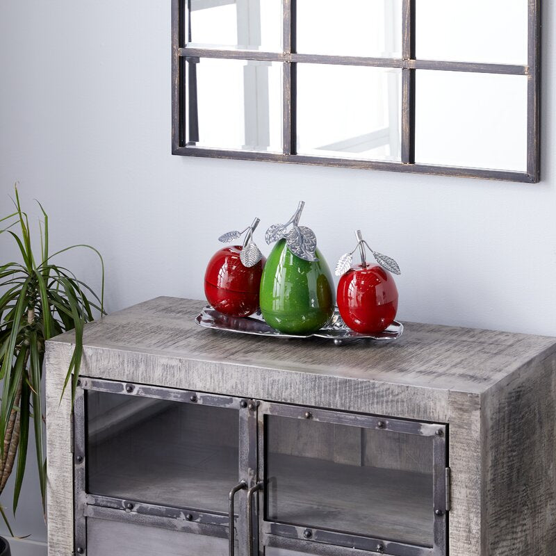 3 Piece Tormarton Fruit Sculpture Set, 10.65'' x 18.4'' x 9.5''